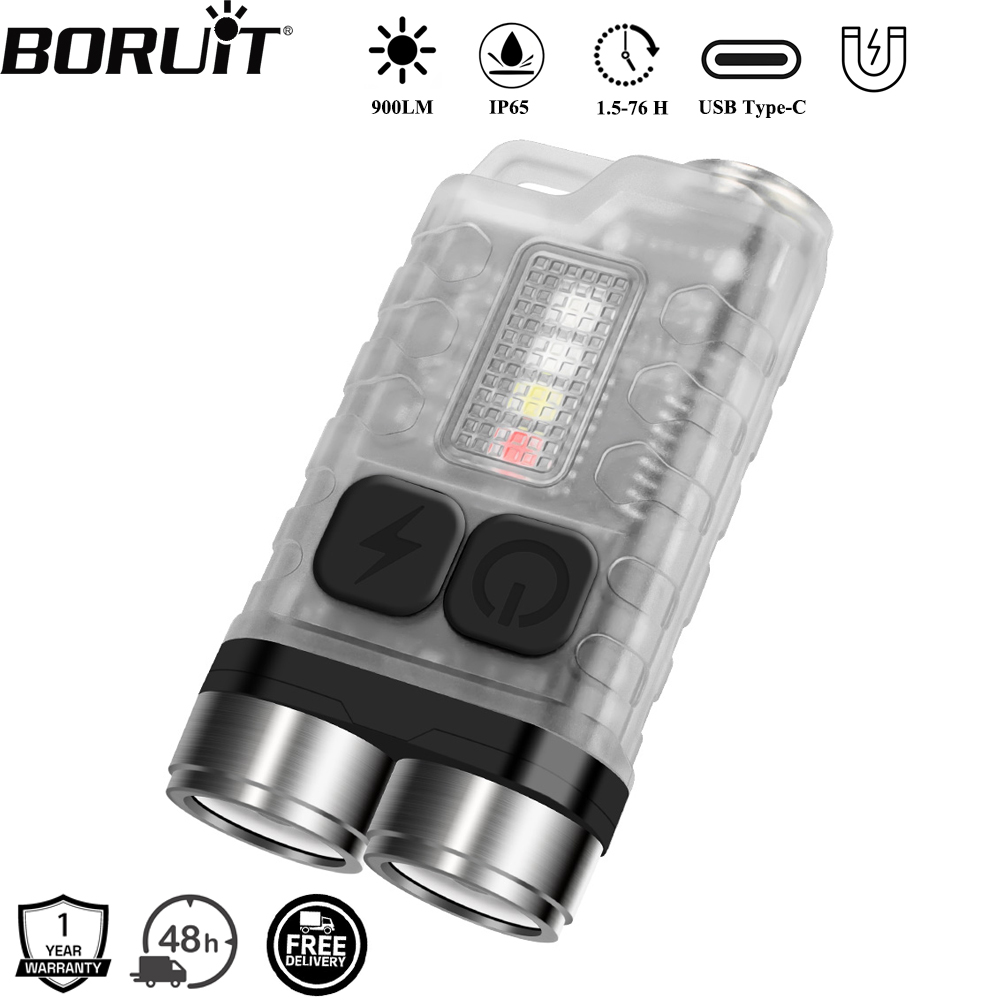 Keychain Flashlight - BORUiT V3 LED Keychain Portable 900LM