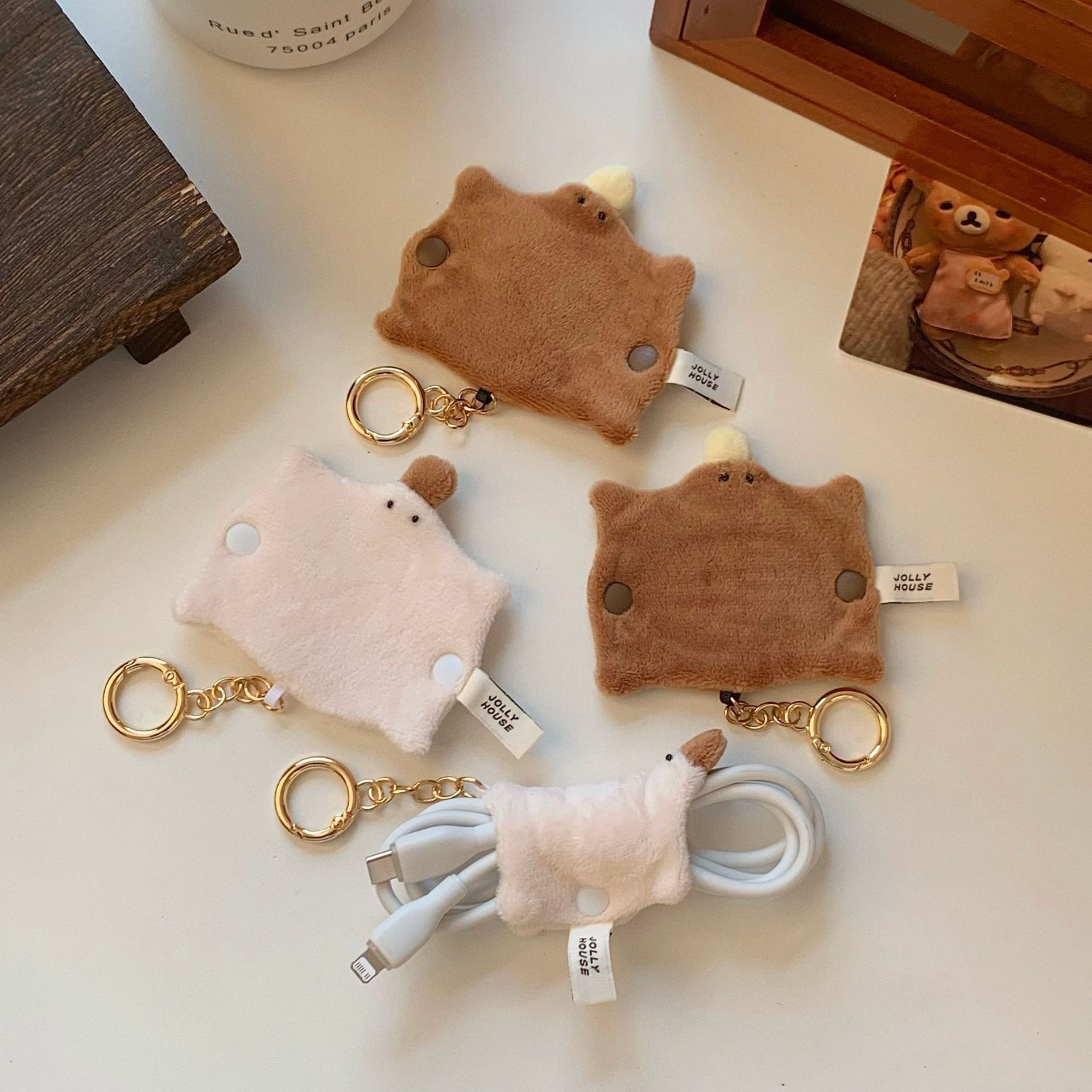 Cable Winder Keychain - Kawaii Platypus Plush Cable Organizer Keychain