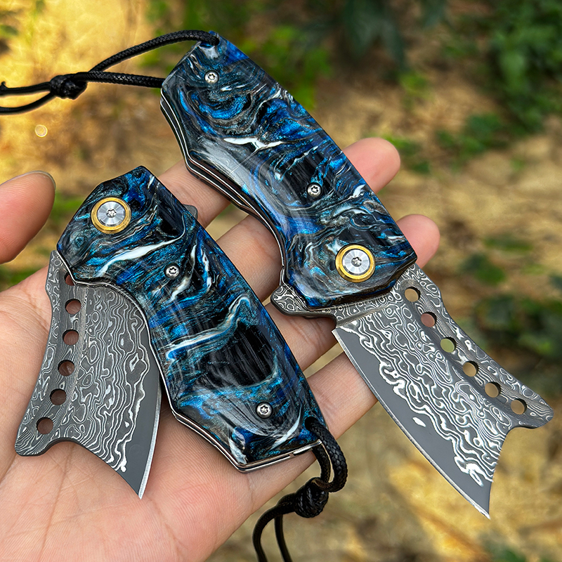 Edc Carry Pocket Knife - Handmade Damascus Steel Pocket Knife, Men's