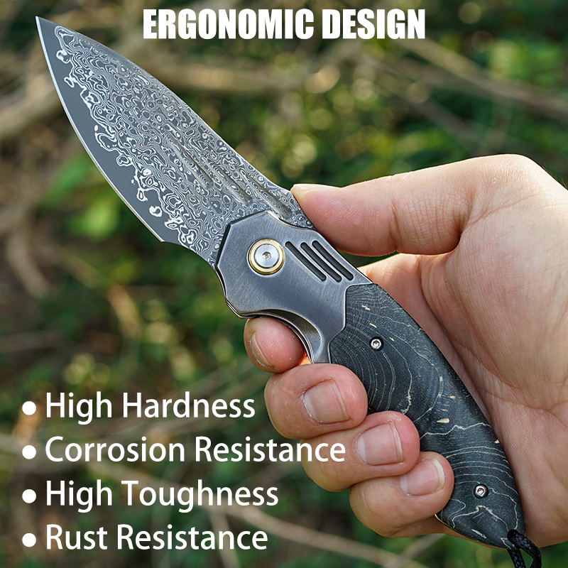 VNLA Handmade Damascus Steel P - Edc Carry Pocket Knife recensie en prijs